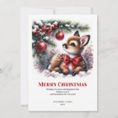 Seraphic Fawn Snowy Forest Christmas Greeting Card Feestdagenkaart (Voorkant)