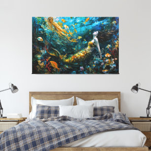 "Seraphina" - Mooie mystieke zeemeermin Canvas Afdruk