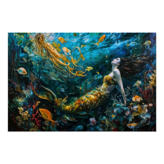 "Seraphina" - Mooie mystieke zeemeermin Perfect Poster (Voorkant)