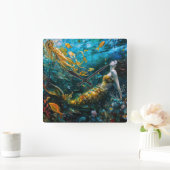 "Seraphina" - Mooie mystieke zeemeermin Vierkante Klok (Huis)