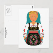 Serb Blonde Matryoshka Briefkaart (Voorkant / Achterkant)