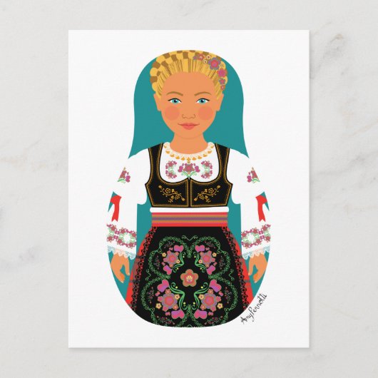 Serb Blonde Matryoshka Briefkaart (Voorkant)