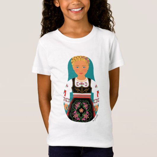 Serb Blonde Matryoshka Girls' T-Shirt (Voorkant)