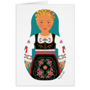Serb Blonde Matryoshka Kaart
