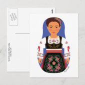 Serb Brunette Matryoshka Briefkaart (Voorkant / Achterkant)