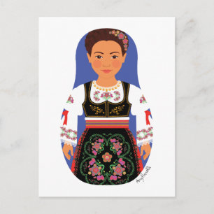 Serb Brunette Matryoshka Briefkaart