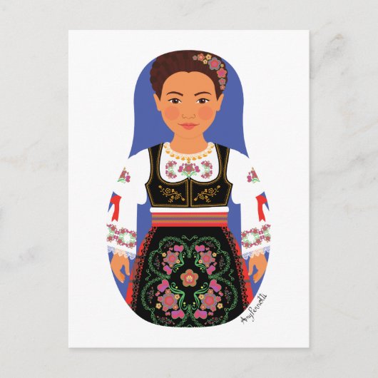 Serb Brunette Matryoshka Briefkaart (Voorkant)