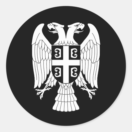 Serbia coat of arms, double-headed white eagle ronde sticker (Voorkant)