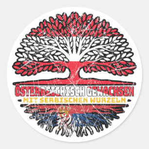 Serbien Serbisch Österreichisch Österreich Baum Ronde Sticker