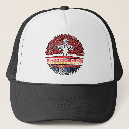 Serbisch Schweizer Schweiz Baum Wurzel Trucker Pet (Voorkant)