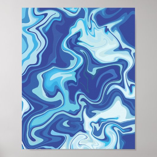 Sereen Abstract in blauwe tinten Poster (Voorkant)
