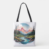 Sereen berglandschap met River Canvas tas (Achterkant)