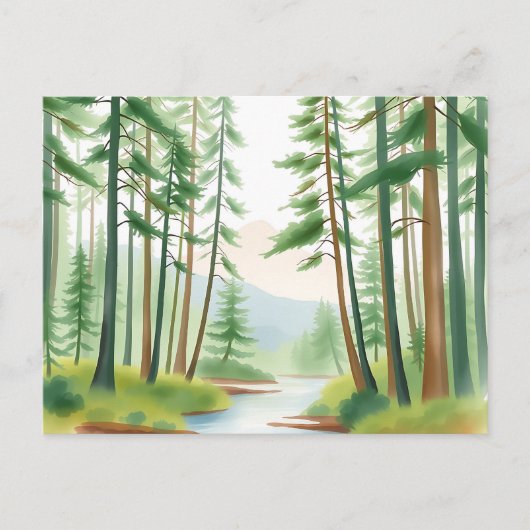 Sereen boslandschap in Waterverf Briefkaart (Voorkant)