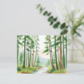 Sereen boslandschap in Waterverf Briefkaart (Staand voorkant)