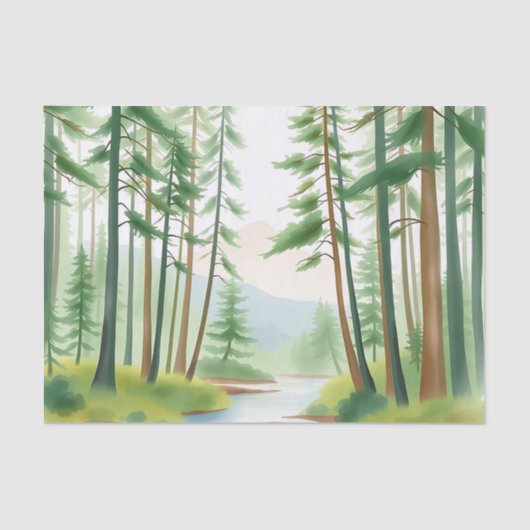 Sereen boslandschap in Waterverf Tissuepapier (Voorkant)
