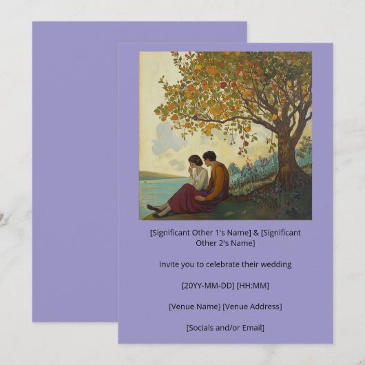 Sereen echtpaar plant hun bruiloft kaart (Voorkant / Achterkant)