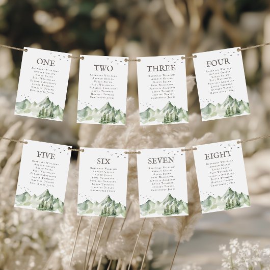 Sereen groen landschap 8 gasten naam tafel nummer kaart