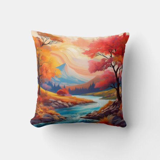 Sereen herfstlandschap met stromende rivier kussen (Voorkant)