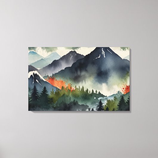 Sereen Japans berglandschap Canvas Afdruk (Voorkant)