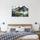 Sereen Japans berglandschap Canvas Afdruk (Insitu (Slaapkamer))