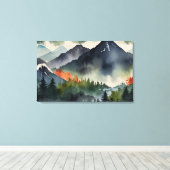 Sereen Japans berglandschap Canvas Afdruk (Insitu (Houten vloer))