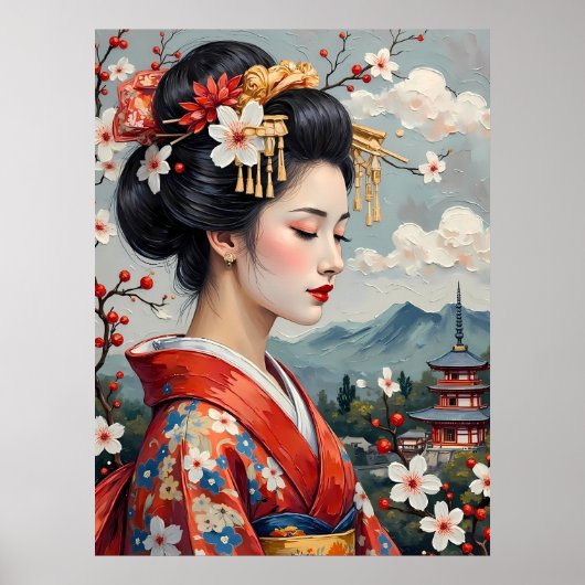 Sereen Japans portret Poster (Voorkant)