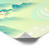 Sereen Oosters landschap - Minimalistische Bergkun Poster (Hoek)