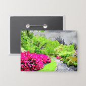 Sereen tuinpad met levendige roze bloemen button (Voorkant / Achterkant)