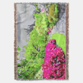 Sereen tuinpad met levendige roze bloemen deken (Voorkant Verticaal)