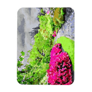 Sereen tuinpad met levendige roze bloemen magneet