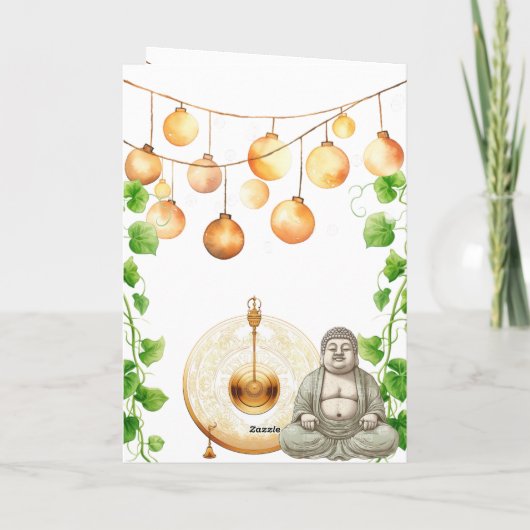 sereen | vreedzaam | Boeddhabeeld en groen Bedankkaart (Achterkant)