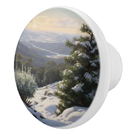 Sereen winterlandschap keramische knop (Rechts)