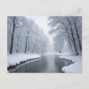 Sereen winterlandschap met besneeuwde bomen briefkaart