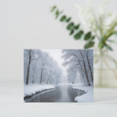 Sereen winterlandschap met besneeuwde bomen briefkaart (Staand voorkant)