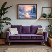 Sereen winterlandschap met besneeuwde bomen canvas afdruk