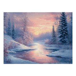 Sereen winterlandschap met besneeuwde bomen perfect poster