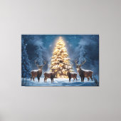 Sereen winterlandschap met gloeiende kerst canvas afdruk (Voorkant)
