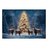 Sereen winterlandschap met gloeiende kerst perfect poster (Voorkant)