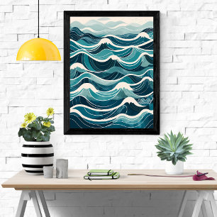 Sereen Zee: een Waterverf golfillustratie Poster