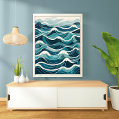 Sereen Zee: een Waterverf golfillustratie Poster