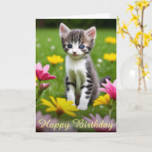 Sereine Bloemen Geel & Roze Meadow Kitten Kaart (Gele Bloem)