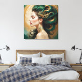 Serelith - Krullen van hemelse Jade Canvas Afdruk (Insitu (Slaapkamer))