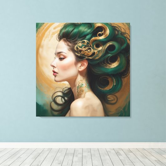 Serelith - Krullen van hemelse Jade Canvas Afdruk (Insitu (Houten vloer))