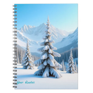 Seren landschap van besneeuwde bergen & winterdenn notitieboek