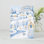 Seren Sneeuw Dorps Kerstkaart (Staand voorkant)