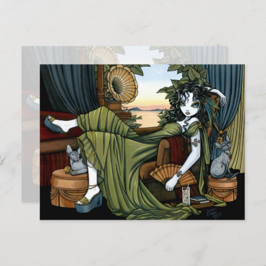 Serena Eclectic Sunset Cat Fairy Briefkaart (Voorkant / Achterkant)