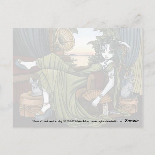 Serena Eclectic Sunset Cat Fairy Briefkaart (Achterkant)