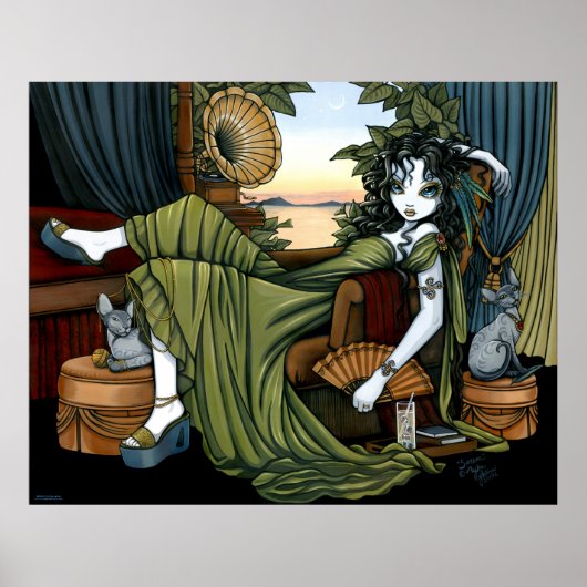 Serena Eclectic Sunset Cat Fairy Poster (Voorkant)