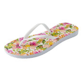 Serena Pink en Gele Waterverf Floral Teenslippers (Schuin)
