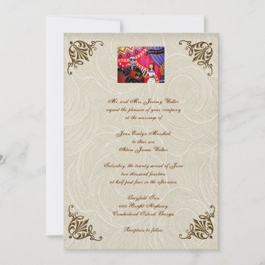 Serenade Day of the Dead Wedding Invitation Kaart (Voorkant)